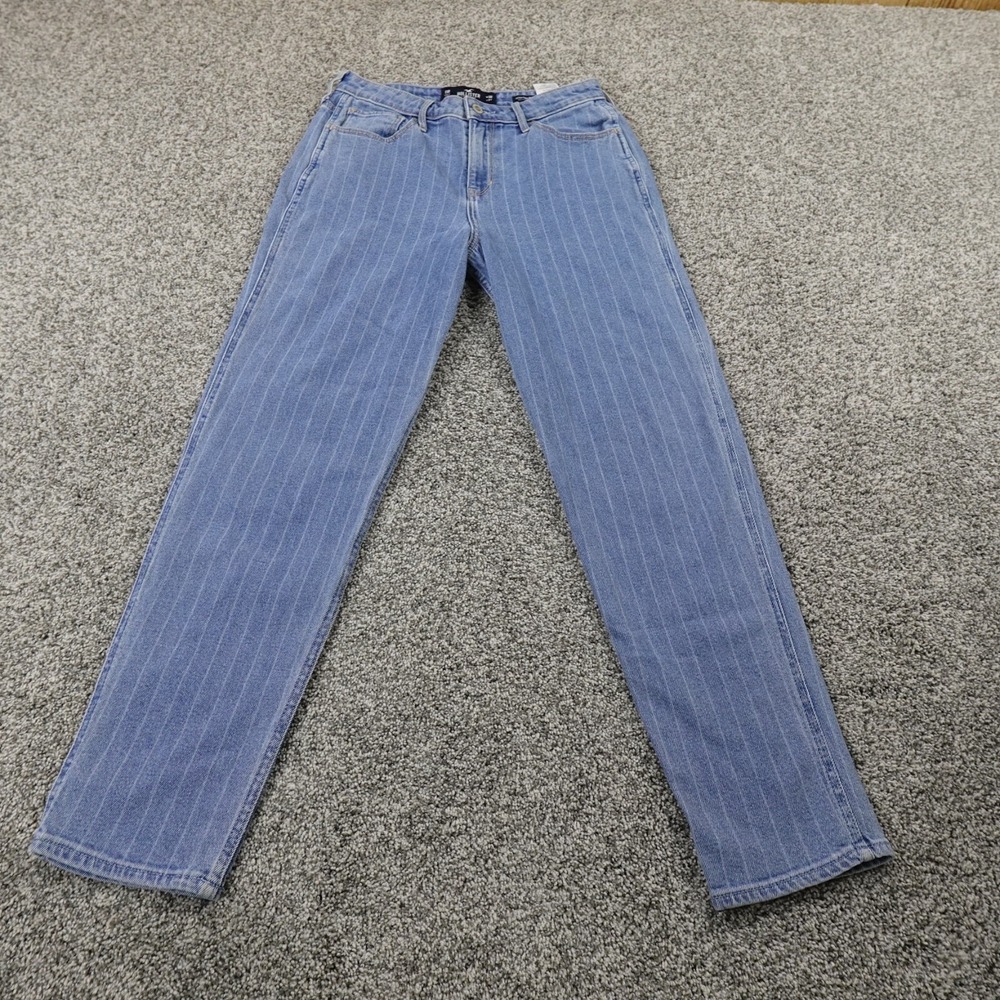 Hollister Jeans Womens 11 Blue Denim Pants High‎ Rise Mom Straight Stretch Flex